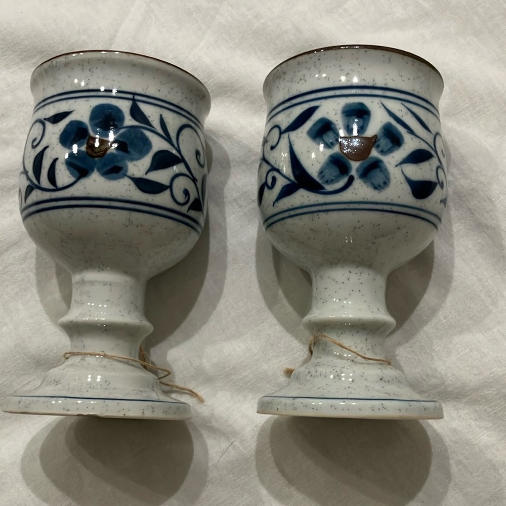 Blue Floral Ceramic Goblets